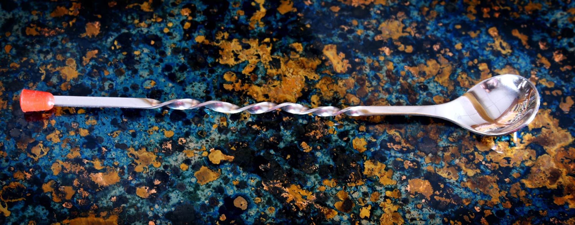 11 Metal Bar Spoon | Twisted Handle with Red Knob
